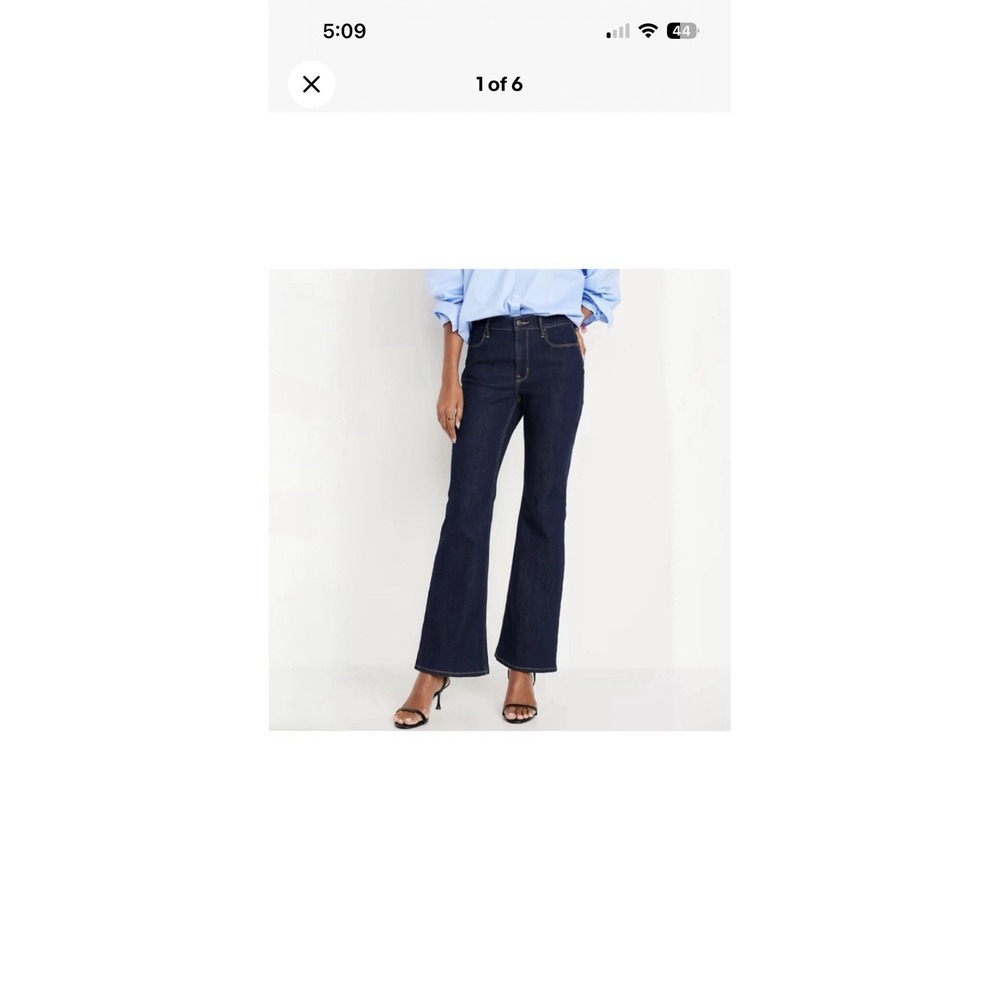 Old Navy High Rise Wow Flare Dark Blue Rinse 12 Stretch Denim Jeans